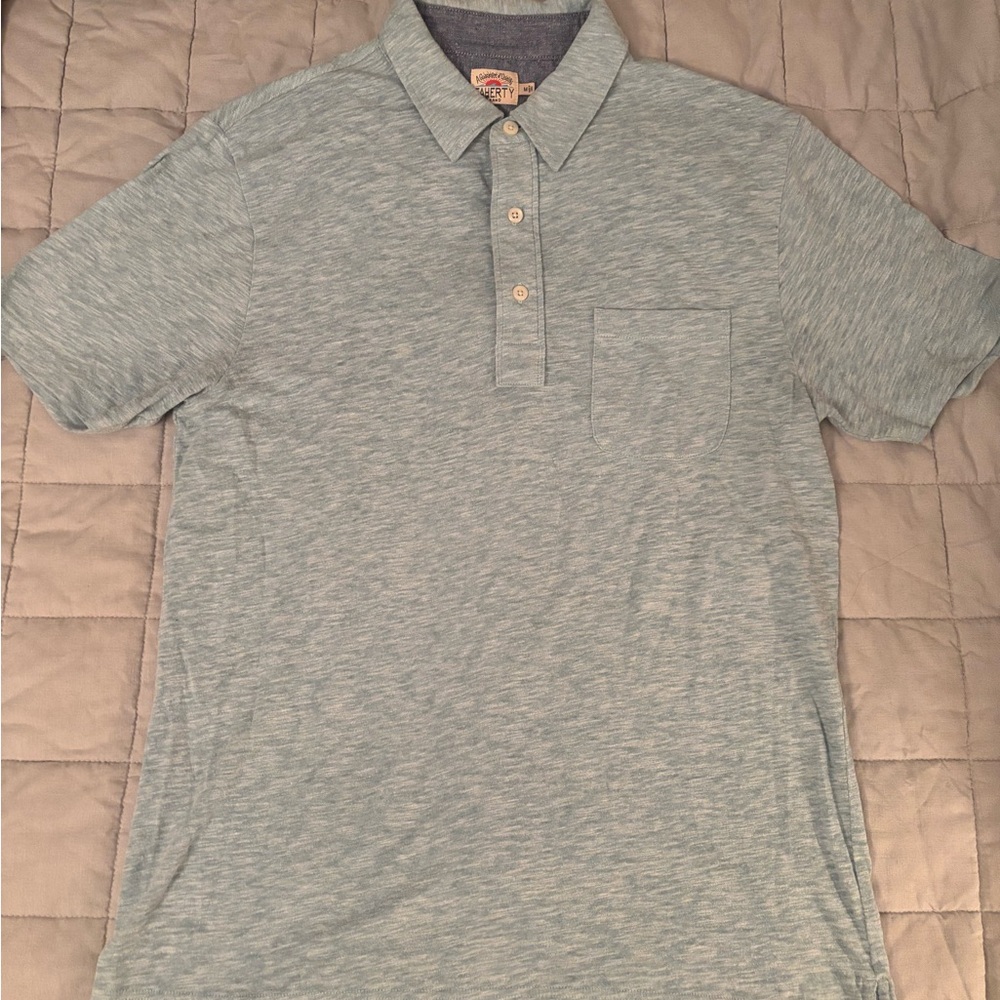 Faherty Men's Light Blue Polo Shirt